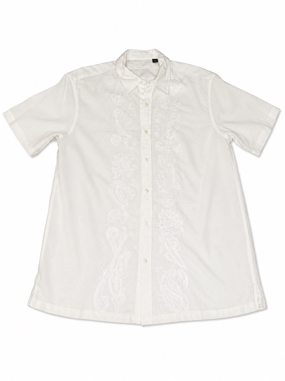 Tasso Elba White Short-Sleeve Embroidered Button-Down Shirt